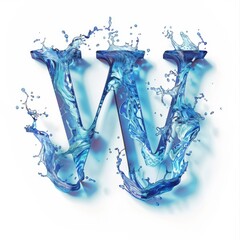 Canvas Print - Water alphabet, realistic letters water, water font letter W