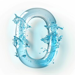 Poster - Water alphabet, realistic numbers water, water font number 0