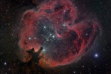 Wall Mural - rosette nebula in milky way galaxy background. glowing gas, dust, stars, cosmic light create vibrant