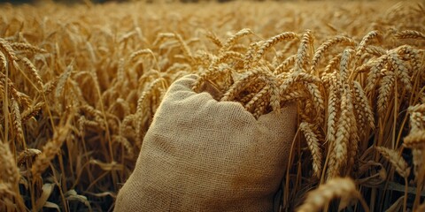 Wall Mural - Ripe Wheat Field at Sunset