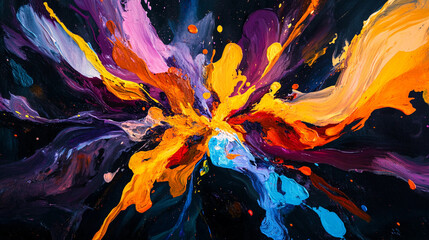 A dynamic abstract explosion of rich colored paint background wallpaper presentation graphic