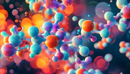 Vibrant Abstract Molecular Structure Against Bokeh Background for Science, Technology, and Medicine Themes