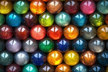 Sticker - A Close-Up of a Variety of Colorful Glass Marbles