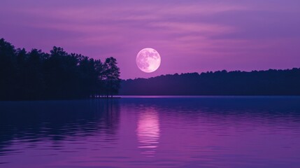 Wall Mural - serene moonlight over calm lake