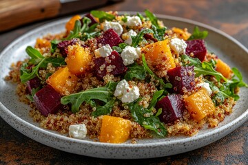 Wall Mural - Quinoa Salad with Beetroot, Orange, and Feta Cheese