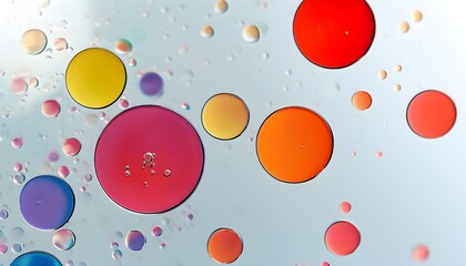 Sticker - Vibrant Abstract Composition of Colorful Bubbles and Droplets on a Pristine White Background