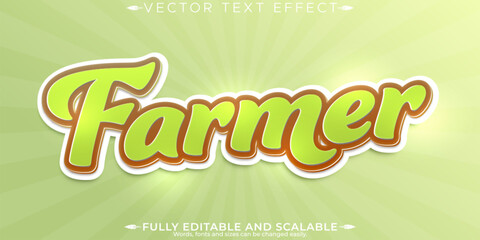 Wall Mural - Farmer editable text effect, editable agriculture and field text style