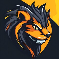 Poster - Fierce Orange Lion Mascot Head for Gaming and Esports Logo Design