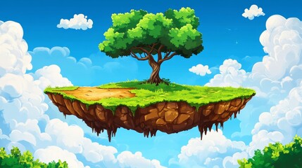 Poster - A floating island with a solitary tree.