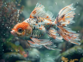 Stunning Close-Up of a Goldfish Swimming in an Aquarium