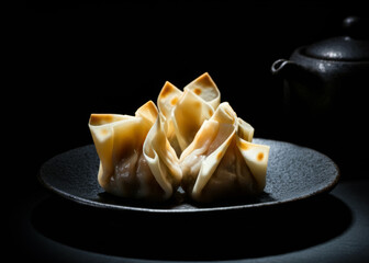 traditional chinese dim sum dish on white background