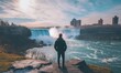 © Pumapala - Man Gazing at Niagara Falls in Winter