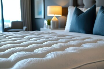 Wall Mural - Close-up of a White Mattress with Wavy Texture