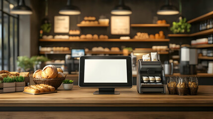 Tablet POS System in Bakery Shop - 3D Illustration