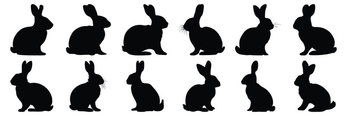 Canvas Print - Rabbit silhouette set vector design big pack of rabbit illustration and icon