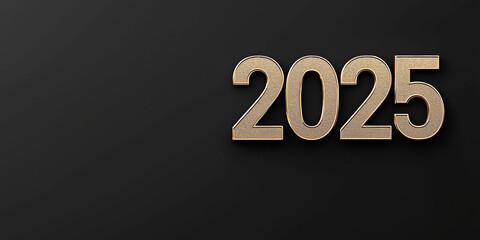 2025 new year in gold color on black background