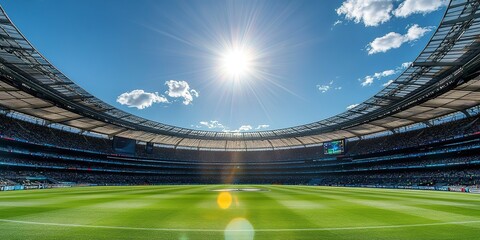 Wall Mural - a large stadium with a bright sun shining on the field