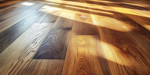 Wall Mural - a background of engineered wood floor with a realistic wood grain finish and a mix of light and dark