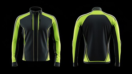 Black and Green Sportswear Jacket with Zipper