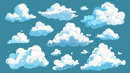 Canvas Print - Fluffy white clouds on a blue sky.