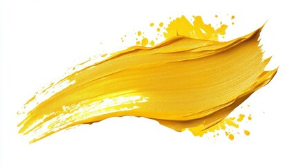 Poster - Golden paint stroke on a white background.