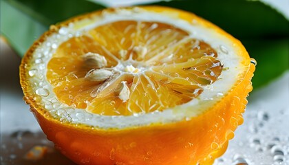 Wall Mural - Vibrant macro shot of sliced lemon and orange showcasing their bright colors and vitamin-rich appeal for a healthy lifestyle