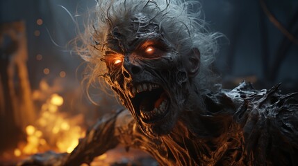 Wall Mural - scary portrait of a screaming ghoul