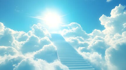 Wall Mural - Divine stairway climbing toward the expansive blue sky image