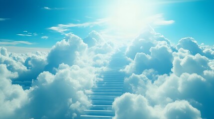 Canvas Print - Illuminated stairway set against a vibrant blue sky picture