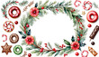 © akk png - background christmas sweets wreath clipart watercolor frame christmas chaplet decoration holiday bow christmas ribbon tree celebration garland winter holly illustration ornament green season red