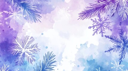 Canvas Print - Winter Watercolor Background with Snowflakes.