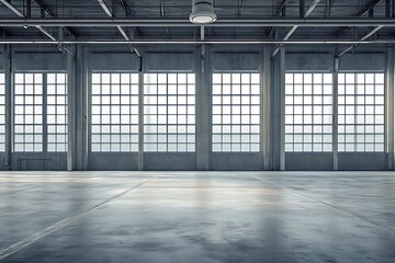 Wall Mural - Industrial Interior with Large Windows