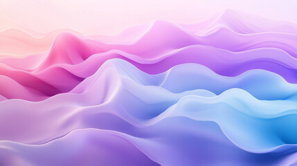 Sticker - Minimalist Abstract Pink and Blue Fabric-Like Hills with Smooth Wave-Like Gradients