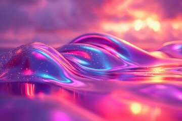 Wall Mural - Abstract colorful liquid sculpture with vibrant pink, purple and blue hues