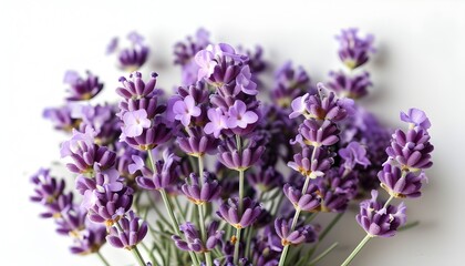 Canvas Print - Lavender Blossoms on Crisp White Background for Aromatherapy and Floral Inspiration