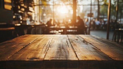 Wall Mural - warm sunset glow over rustic table