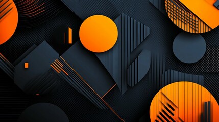 Wall Mural - Abstract Geometric Pattern with Orange and Black Shapes