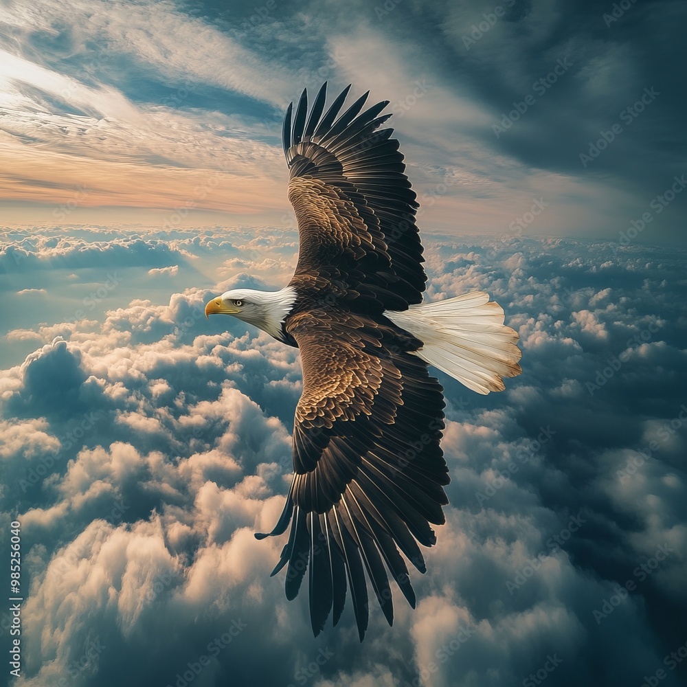 Majestic Eagle Soaring Above the Clouds in Stunning 4K: A Symbol of ...