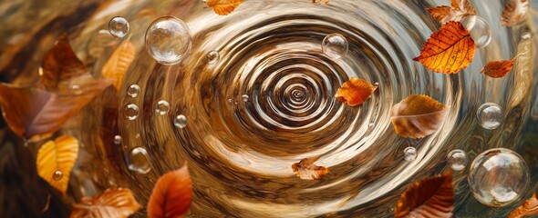 Earthy Spiral Wave with Leaf Bubbles