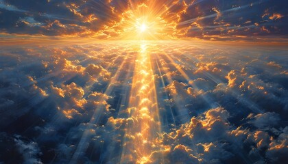 Wall Mural - Heavenly Light Beams Illuminating Earth, Symbolizing Divine Presence and Love