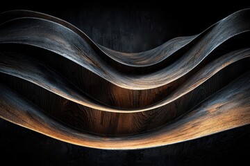 Wall Mural - Artistic abstract wave patterns in dark and light tones