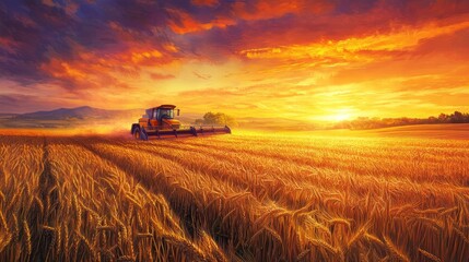 Golden Harvest at Sunset