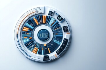 Wall Mural - Minimalist circular data graph, representing different business sectors in a clean, modern design