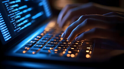 Laptop Keyboard Typing Closeup - Photo