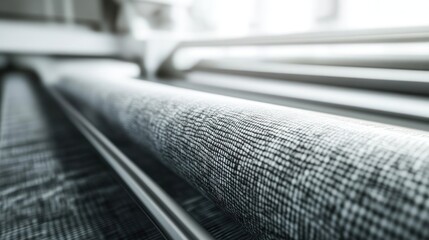 Wall Mural - Close-up of a fabric roll in a textile manufacturing setting.