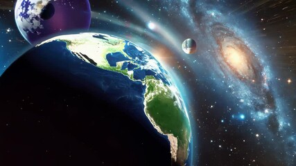 Stunning View of Earth and Galaxies in Outer Space