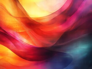 Wall Mural - Abstract art with flowing lines in shades of red, yellow, and blue.