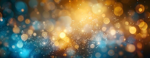 Wall Mural - Abstract background new year, blue and gold fireworks.