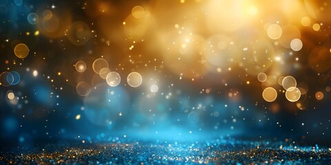 Wall Mural - Abstract background new year, blue and gold fireworks.