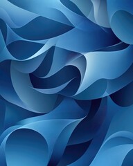 Poster - Abstract blue fashion background with curvy layered design Line art illustration for a stylish wallpaper